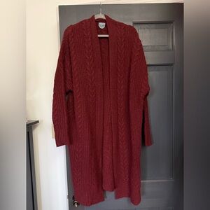 Arula Women's Burgandy Knit Long Sweater Duster Cardigan Size B 2X Cozy Comfy